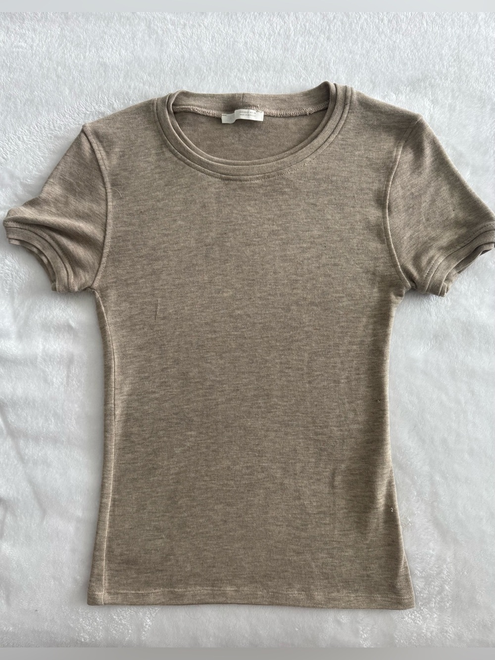 Zara Short Sleeve Crewneck Top - Taupe